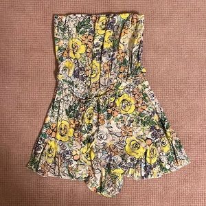 Skylar + Madison Multicolored, Strapless, Floral Romper